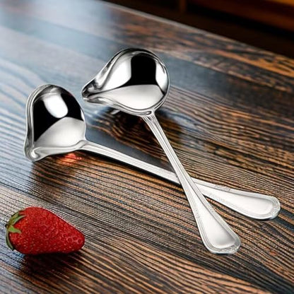 2 PCS Gravy Ladle Professional Soup Ladle Ladle Spoon Soup Spoon Long Handled Stainless Steel Sauce Soup Spoon with Pour Spout for Kitchen Tool,Soup Sauces, Gravies(8.07inch,Silver)
