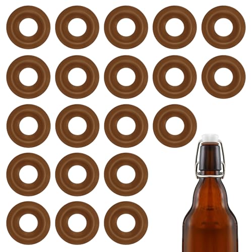 20PCs Dopamine color Silicone Gaskets Washers Seals for Cap Swing Flip Top for Home Brew Beer Soda Bottle Sealing(half cover) (Walnut Brown) - color: Walnut Brown