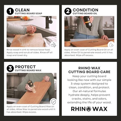 Rhino Wax Coconut Cutting Board Wax 2oz - Natural Blend of Oils and Waxes (NO Mineral Oil) - No Mess with Easy Twist-Up Applicator - Condition and Protect Wood Surfaces - Food Safe - Made in the USA - size: 2 Ounce