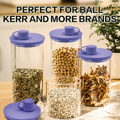 Mason Jar Pour Spout Lid - Wide Mouth, Reusable Silicone, Dishwasher Safe, Leak-Proof Perfect for Pouring Oils, Juices, Milk, and Storing Dry Goods - color: Violet-3Pack