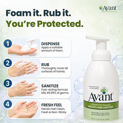 Avant® Alcohol-Free Foaming Hand Sanitizer, 18 oz Bottle 2-Pack bulk - size: 18 Fl Oz (pack of 2)