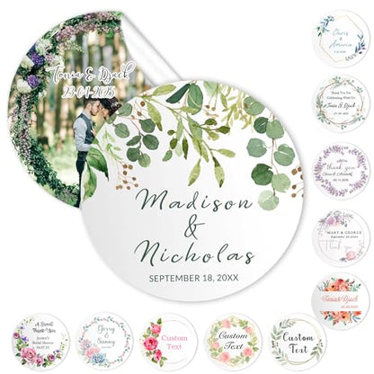 Custom Stickers Wedding Favors Personalized Labels for Business Logo 50-1000PCS Customized Vinyl Label Stickers Waterproof for Wedding Birthday Party