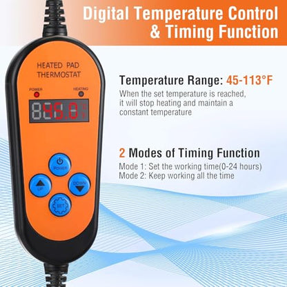 Kombucha Heating Pad with Digital Temperature Control, 11.8" Fermentation Heating Pad, 45-113°F Adjustable Temperature, Proofing Mat for Glass and Plastic Carboy Fermentors(2 Pieces)