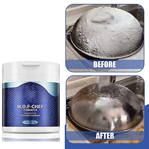 Mof Chef Cleaner Powder,500g Oil Pollution Cleaning Powder,Foaming Heavy Oil Stain Cleaner,All Purpose Stain Remover Cleaner,Powerful Stain Removing Cleaner Powder,Stubborn Grease & Grime Remover