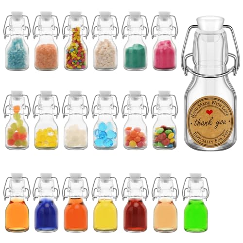 30Pcs White 2 oz Mini Swing Top Glass Bottles, 60ML Mini Storage Bottles, with Lids Kraft Decoration,Small Glass Bottle,for Wedding Themed Party Favors (30)