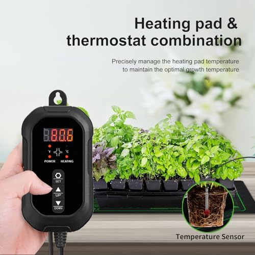 20"x 10" Seedling Heat Mat with Digital Thermostat Combo Set,ETL Certified and Durable Waterproof Warm Hydroponic Heat Mat for Germination,Indoor Gardening,Brewing and Greenhouses - style: 20"x10" Heat Mat with Digital Thermostat