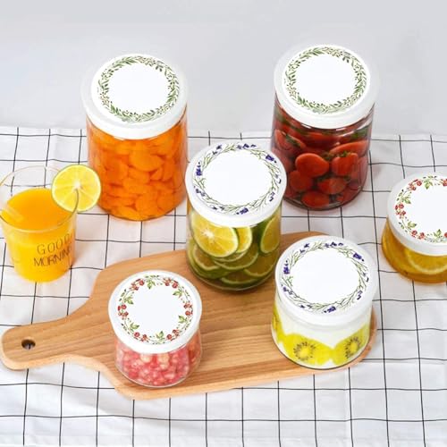 500PCS Canning Label Stickers for Jars and Lids,2Inch Round Jars Labels for Mason Jar,Wreath Designs Kraft Sticker Labels for Food Containers Candle Pantry Spice Lids Bottle Labels (White1) - color: White1