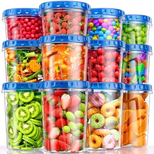 BiuLeon [12 Pack-34/24/17oz Freezer Storage Containers with 3 Different Sizes, Plastic Soup Containers with Lids, BPA-Free Food Storage Containers with Twist Top Lids, Reusable Meal Prep Containers - color: 12Pack-3 Size
