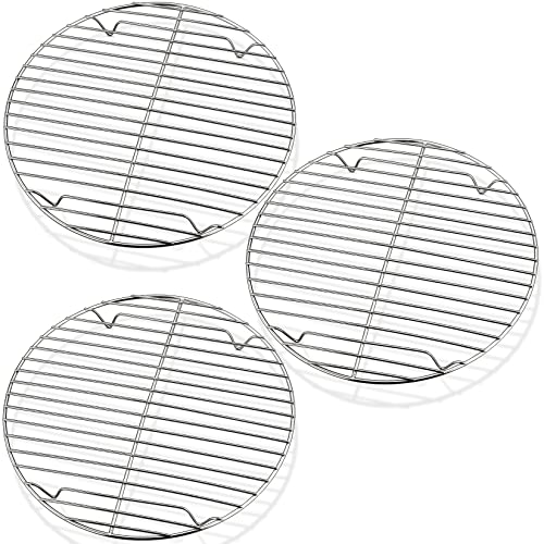 P&P CHEF Round Cooking Rack, Cooling Rack for Steamer, 9”, Silver | 3 Pack Stainless Steel Baking Rack for Grilling Roasting, Fits Air Fryer, Canning Pot, Oven & Dishwasher Safe, Non-toxic - color: Silver, size: 9 Inch