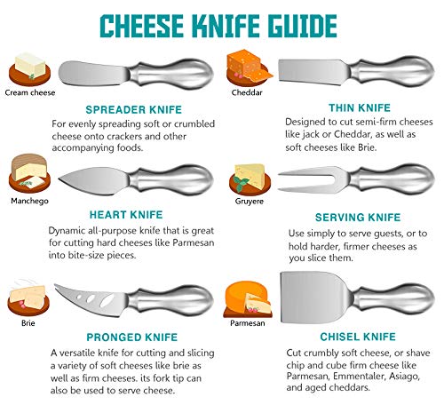 WoneNice Cheese Knife Set, 6-Piece Stainless Steel Knives for Charcuterie, Gift for Wedding Housewarming Christmas