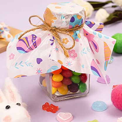 100 Pcs Easter Wax Paper for Food, Waterproof Oil-proof Parchment Paper Sheets, Wax Paper Sheets Deli Paper Sandwich Wrap Candy Cookies Wraps with Rabbit Egg Flowers Pattern for Kitchen Handmade Food - color: Easter Egg