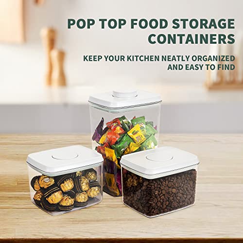 Pop Top Food Storage Containers, 3-Piece Pantry Containers with Lids Airtight, BPA Free Pop Containers for Food Storage, 2 * 1.3Qt+2.9Qt - color: 3 Pcs Set