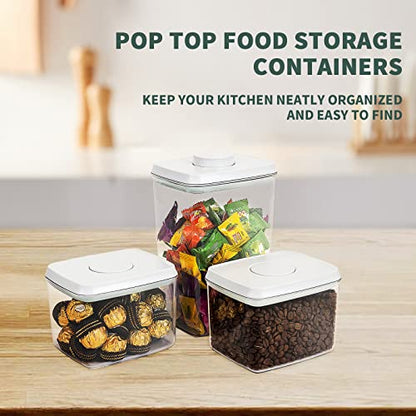 Pop Top Food Storage Containers, 3-Piece Pantry Containers with Lids Airtight, BPA Free Pop Containers for Food Storage, 2 * 1.3Qt+2.9Qt - color: 3 Pcs Set