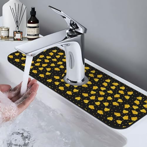 Cheese Faucet Mat For Kitchen Sink, Absorbent Countertop Protector, Quick Dry Sink Splash Guard Pad, Waterproof Draining Mat 15" X 5.5" - color: Style 4