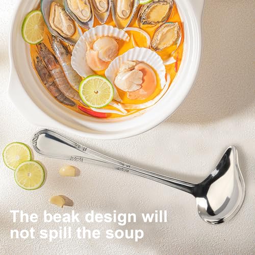 2 Pcs Gravy Spoon Ladle Small Ladle with Pouring Spout 18/10 Stainless Steel Sauce Drizzle Spoon for Spooning Gravies and Sauces, 7.8 Inches