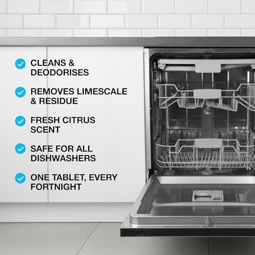 GLASSGUARD Dishwasher Cleaning Tablets - Deep-Clean Dishwasher, Remove Grease, Limescale & Food Residue, Safe for All Dishwashers, Monthly Maintenance Tabs (Pack of 24)