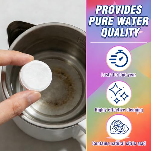 Kettle Descaler Tablet, 20 Packs Water Bottle Cleaning Tablets Removes Hard Water Buildup, Efficient Citric Acid for Kettles Cleaner, Limescale Remover Tablet for Coffee Machines, Garment Steamers
