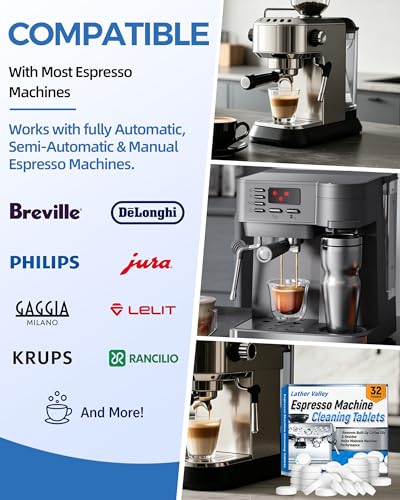 32 Tabs Replacement Espresso Cleaning Tablets for Breville Machines BEC250, Compatible with Breville Barista Express, Gaggia, DeLonghi, Jura & Philips | Removes Coffee Oils, Residue & Buildup