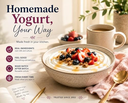 Cultures for Health Greek Yogurt Starter Culture | 2 Packets Dehydrated Heirloom Style DIY Probiotic Yogurt | Delicious for Smoothies, Granola and Berries, Tzatziki, Soup, & Other Healthy Snacks
