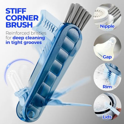 Holikme 6 Pack Brush Set, 14" Long Handle Stainless Steel Cleaner, 3 Straw Brushes, 4-in-1 Cleaning Brush for Water and Baby Bottles Straws, Aqua - color: Aqua, size: 6Pack