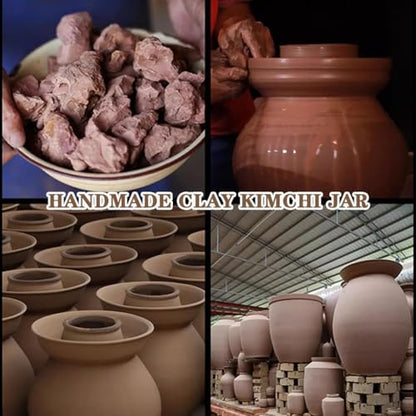 Unglazed Clay Fermentation Jar, Double Lid Design Sealed Pickling Crock, Classic Traditional Water Seal, Pickled Cucumbers and Beans(5kg/176.4oz) - size: 5kg/176.4oz