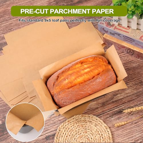 Unbleached Parchment Paper Loaf Pan Liner - Precut 9''x5'' Non-Stick, Fits 8.5''x4.5''/10''x5'' Loaf Pans, Heat-Resistant 430°F BPA-Free Food-Safe for Bread Baking (200 Pcs) - size: 200 Pcs Paper