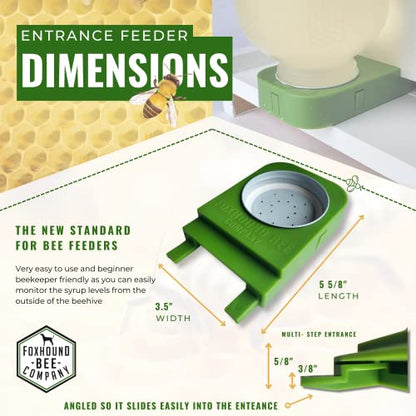 Foxhound Bee Company Front Entrance Honey Bee Feeder and Lid for Feeding Bees Water or Sugar Syrup from The Front of The Hives in Beekeeping - 4 Pack - size: 4 Pack Entrance Feeders