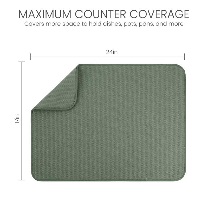 Bellemain XL Dish Mat 24" x 17" ( LARGEST MAT ) Microfiber Dish Drying Mat , Super absorbent ( Green ) - color: Green, size: 17" x 24"