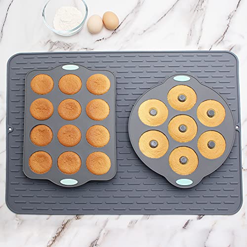 To encounter Silicone Dish Drying Mat - Extral Large 24" x 18" - Set of 2 Flexible Rubber Drying Mat, Heat Resistant Silicone Trivet, Countertop Mat, Dish Draining Mat, Sink Mat - size: 24" x 18"