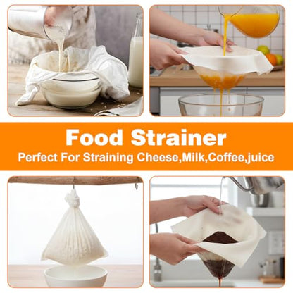 48 Pcs 20x20 Inches Grade 100 Cheese Cloths Unbleached Cotton Muslin Cloth for Straining Reusable Hemmed Cheesecloth for Cooking, Baking, Juicing, Cheese Making, and Coffee Brewing