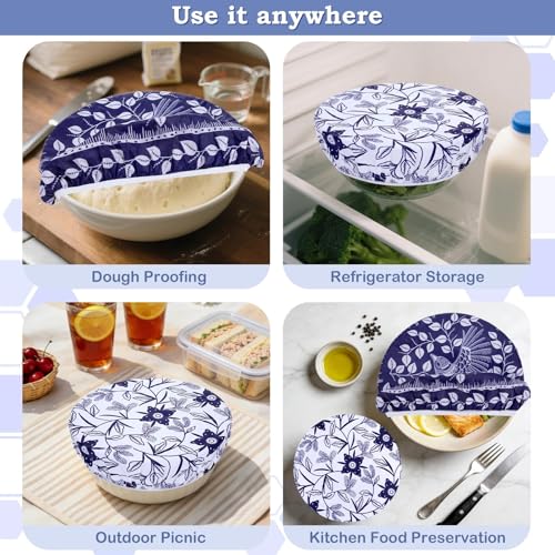 2 Large Reusable Beeswax Bowl Covers for Bread Proofing, 10/12 Inch Elastic Beeswax Wraps Cotton Cloth Sourdough Bowl Covers for Proofing Baskets, Mixer Bowls, Food Storage Containers - color: Batik Bird