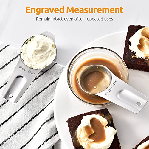 Measuring Cups: U-Taste 18/8 Stainless Steel Measuring Cups Set of 7-Piece: 1/8 Cup, 1/4 Cup, 1/3 Cup, 1/2 Cup, 2/3 Cup, 3/4 Cup, 1 Cup Dry and Liquid Ingredients - size: (02) Cup Set of 7