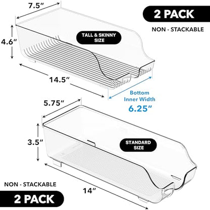 Simple Houseware Assorted Can Organizer for Refrigerator/Pantry, Set of 4, Clear - size: 4 Pack, style: Mixed
