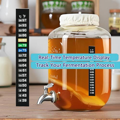 1.5 Gallon Glass Brew Jar Kit for Kombucha & Jun - With Stainless Steel Spigot, pH Test Strips, Temperature Strip, Cloth Cover, Funnel with Filters | Perfect for Continuous Brewing - style: Kombucha Brew Kit with 1.5gallon Jar