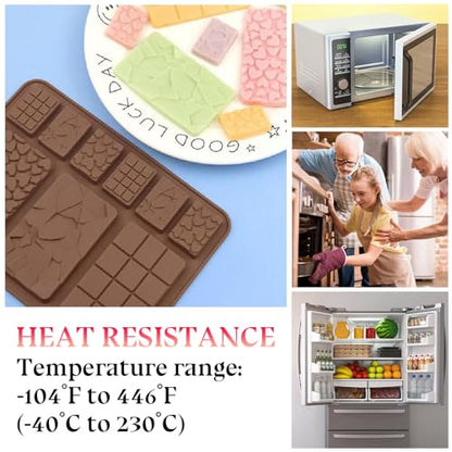 2 Pieces Silicone Break Apart Chocolate Moulds,Silicone Square Mold,Non-Stick Candy Chocolate Bar Mold,Reusable Candy Protein Silicone Chocolate Mold （A） - color: 2P