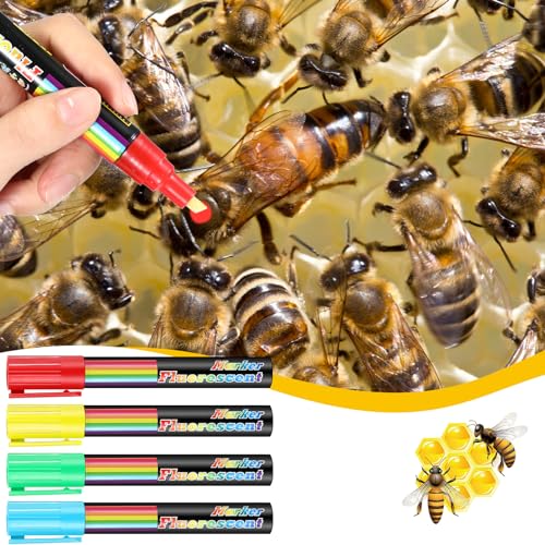 Qualirey 5 Pcs Queen Bee Marking Kit 1 Marking Bottle 4 Color Marking Pens Beekeeping Supplies Beekeeper Marking Tools Queen Bee Catcher One Handed Queen Marking Must-Have Equipment for Beekepers - color: Yellow