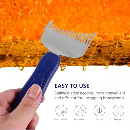 KICHOUSE Beekeeping Honeycomb Uncapping Tool and Honey Scraper Fork for Hive Maintenance with Stainless Steel Multi-Function Design, Sturdy Beekeeping Supply for Efficient Honey Extraction