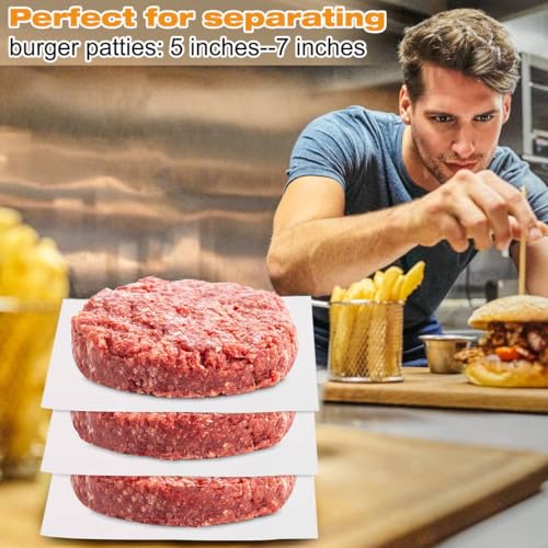 300Pcs Burger Patty Paper, AIMEIKI 7x7 Inch Precut Parchment Paper Squares for Burger Press, Unbleached Smash Burger Paper Sheets for Baking, Freezing, Wrapping Candies, Oven & Microwave Safe - size: 7 x 7 Inch