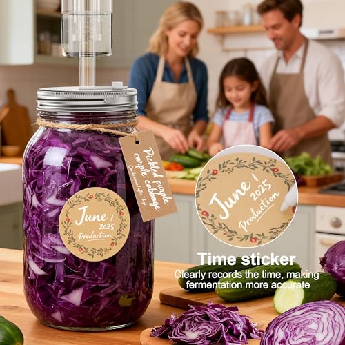 4-Pack Fermentation Kit for All Wide Mouth Mason Jars (Four 32oz Mason Jars Included), Fermentation Jars, Fermenting Weights, fermentation Lids, Airlocks, Everything Included for Fermentation - style: 4 Pack Included 4 Mason Jars