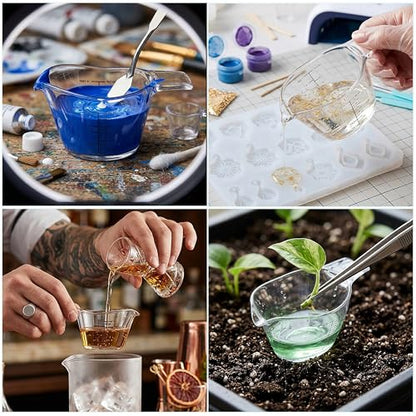 4 Pack Mini Measuring Cups, Clear Plastic 2oz/60ml Small Liquid Measuring Cup with Markings, Shot Glass Measure Pitcher for Espresso, Baking, and Resin