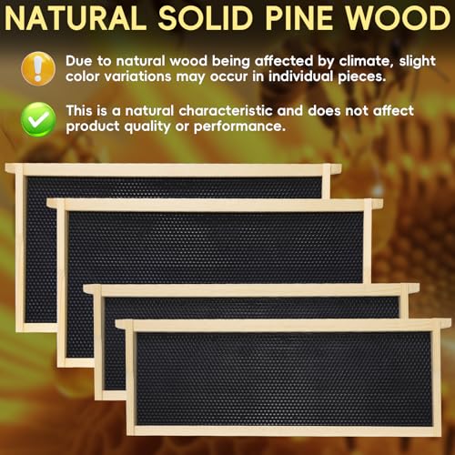 10-Frame Langstroth Bee Hive Beeswax Coated, Complete 4-Layer Beehive Starter Kit Includes 2 Deep Brood Boxes and 2 Medium Super Boxes with Bee Frames and Foundations - size: 4-Layer