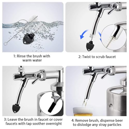 MRbrew Beer Faucet Cap & Plug Covers 15 Pack Beer Tap Cap Plug Brush, Draft Beer Faucet Rubber Soother Sanitary Covers, Cleaning Brush Cleaning Tap Kit for Kegerator Draft Beer Faucet (6+6+3)