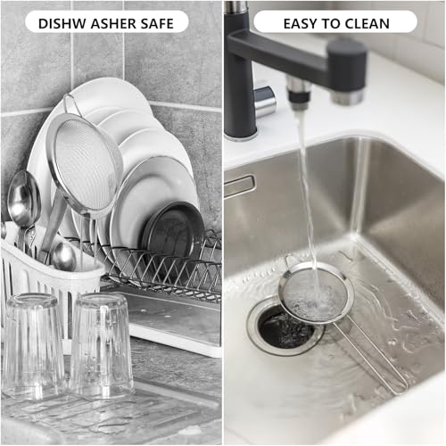 6 Pcs Mesh Strainers, Stainless Steel Strainer Set Fine Mesh Sieve for Kitchen Sifting Flour, Tea, Cooking, Juice