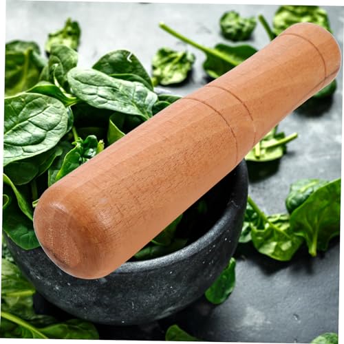Zerodeko Ergonomic Wooden Garlic Grinding Rod for Mason Jars Sauerkraut Pounder Lightweight Pestle for Manual Spice Crushing and Food Grinding Random Color