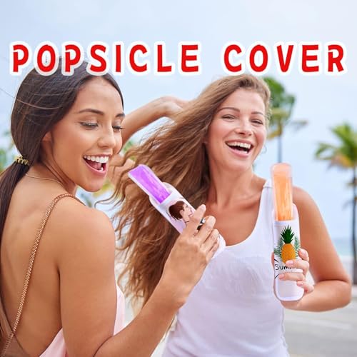 JANYUN Ice Pop Sleeves, 24 Pack Sublimation Blanks Popsicle Holder Reusable Freezer Pop Holders Bags Neoprene Popsicle Holders for Kids Adults Heat Press Transfer - color: White