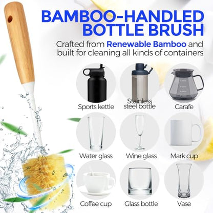Holikme 6 Pack Dish Brush Kitchen Brushes Set with Vegetable Palm Brush, Bottle Brush, Dish Brush and Straw Brush, Fruit Cleaning Brushes for Cleaning Potato, Amarillo - color: Amarillo