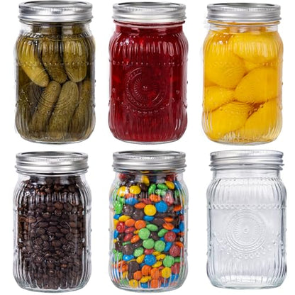WELLIFE Sunflower Mason Jars 32oz-6Pcs