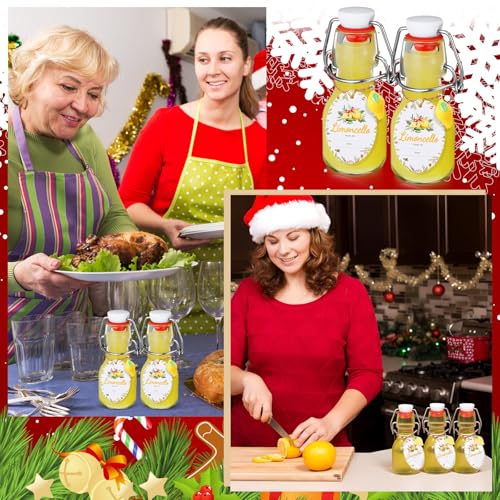 20 Sets Mini Limoncello Bottles Small Swing Top Glass Bottles Tiny Jar for Table Centerpieces Beverages Homemade Christmas Baby Shower Wedding Party Favors for Guests(2oz,Christmas) - size: 2oz, style: Christmas