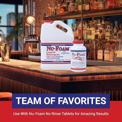 Nu-Foam Sanitizing Tablets for Bar Glassware – Superior Rinse Aid - Hand Washing Bar, Tavern, Brewery Supplies - Spotless Serving Glasses - 6 Jars 600 Tablets/ 3600 Quarts (6 Pack 600 Tablets) - size: 100 Count (Pack of 6)