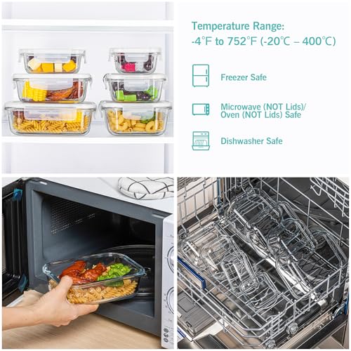 Vtopmart 8 Pack Glass Food Storage Containers with Airtight Lids, Glass Meal Prep Containers, Lunch Office Meal for Microwave, Oven, Freezer and Dishwasher, BPA Free - color: White